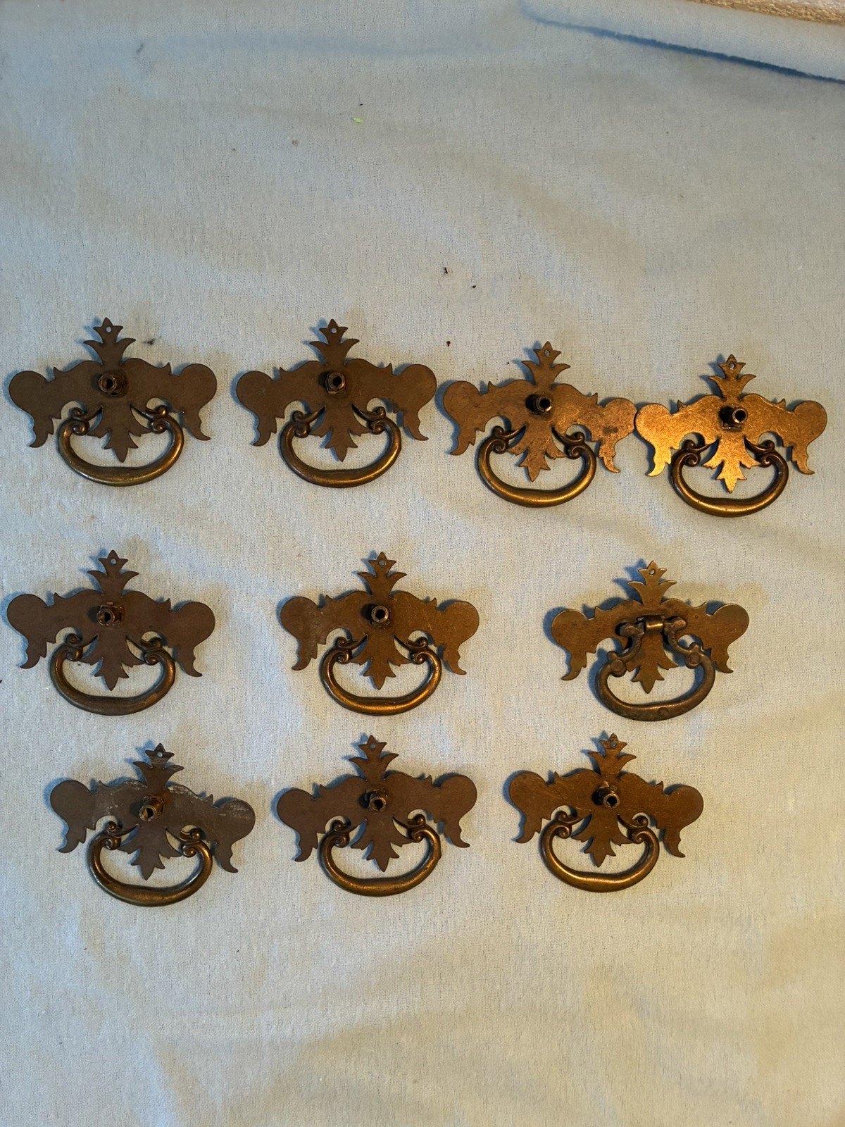 Lot of 10 Brass Chippendale Batwing Drop all Drawer Pulls
