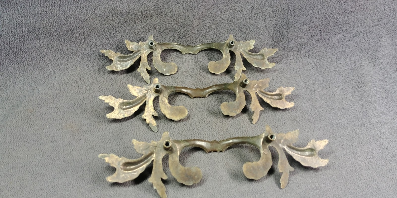 3 Match Set Cast French Provincial Handle Drawer Pull Hardware Vintage Lot 8″