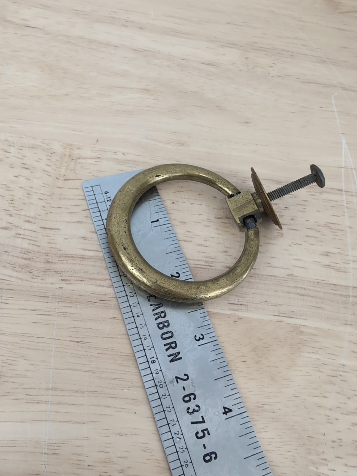 Drawer Pulls 4 Vtg Circle Cabinet Handle Brassy Bronze Tone Set of 4