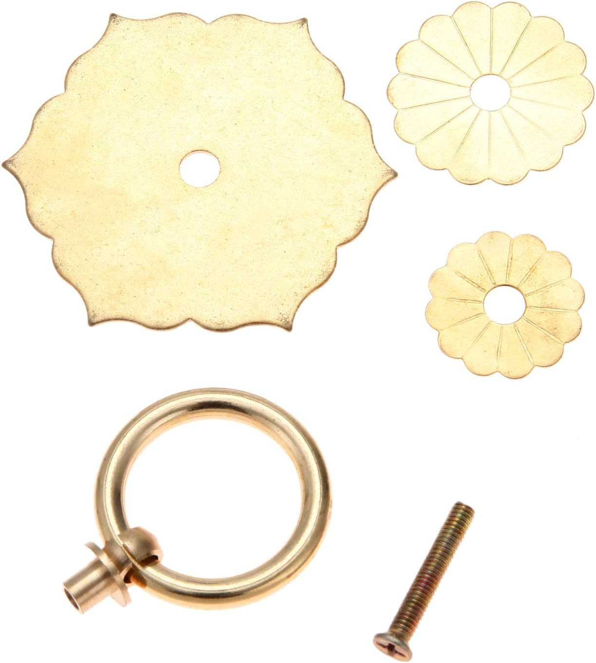 4PCS Antique Brass Ring Pulls,Vintage Hexagon Flower Ring 4 Pack