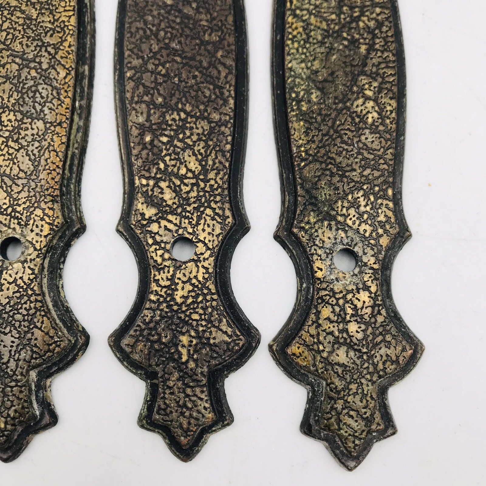 Vintage 1973 Lot Four (4) JB JayBee 358 Burnished Brass Drawer Pull Backplate