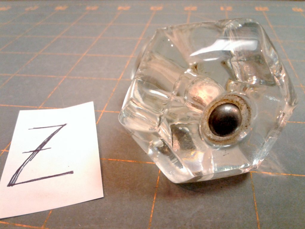 Antique Clear Glass Drawer Knob Pull with Screw 1920 Era
