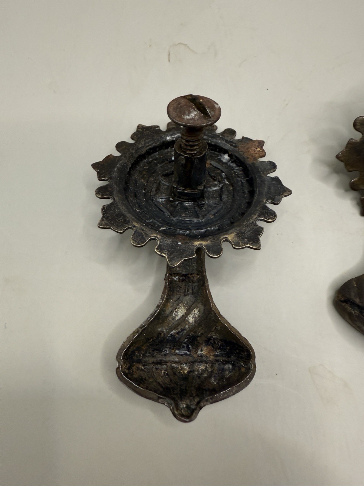 4 Antique Cast Brass Teardrop Drawer Pulls 2 3/4″ long 1 3/4 back plate