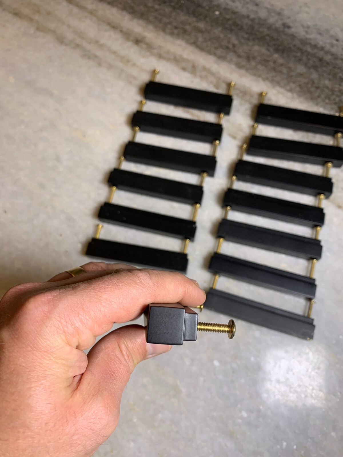 14 Heavy Duty Solid Brass Black Square Rectangle Rectangular Bar Knobs Pulls