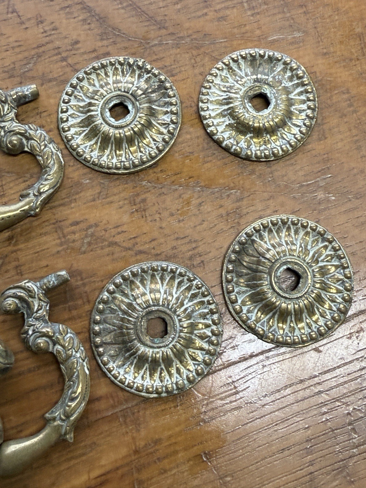 Antique Georgian bronze brass hardware chippendale period set 18th century