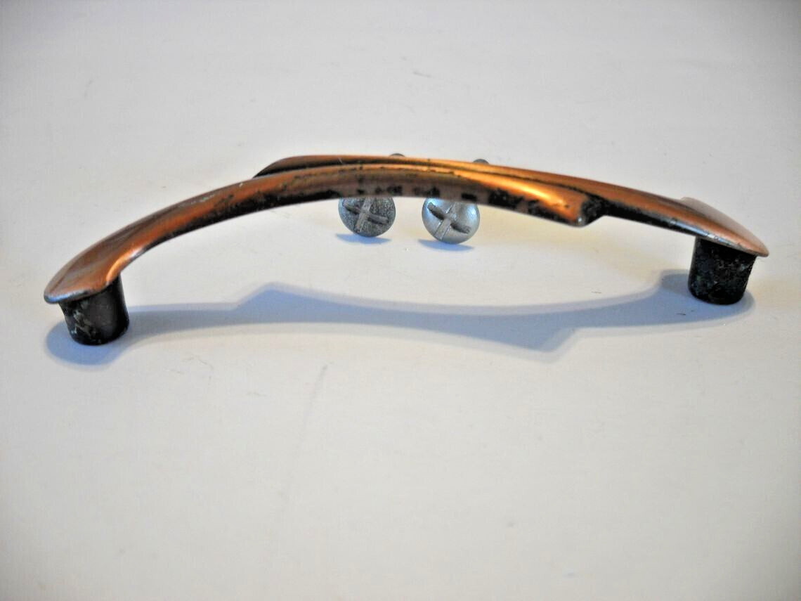 Vintage Satin Copper Flash Drawer Pulls Cabinet Door Handles Curved Ends