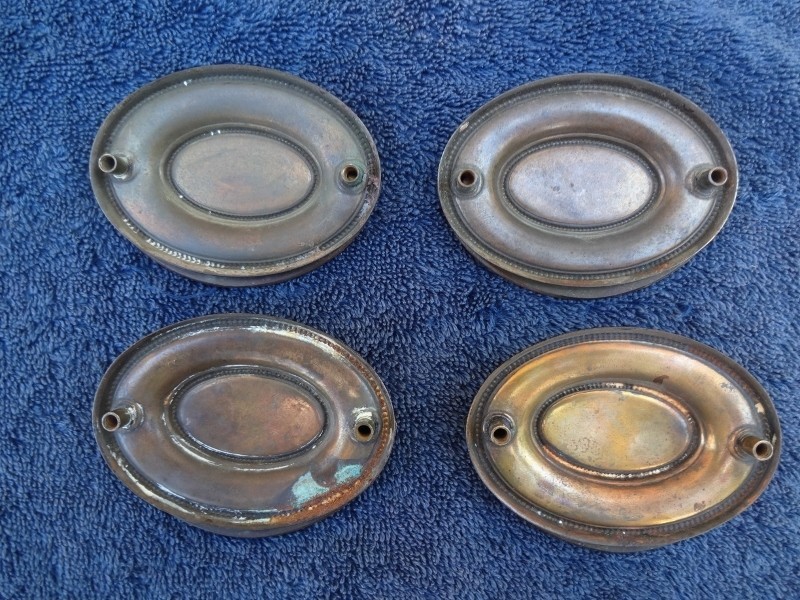 4 Pcs Antique Brass Drawer Pull Oval Drop Swing Handle 3″ x 2 1/4″ w/ Patina