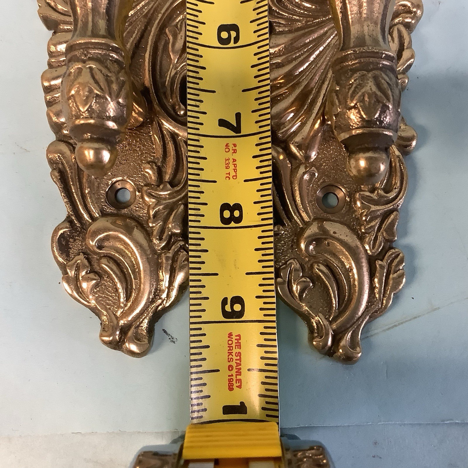 Pair Brass Door Pulls/Handle 9 3/8” L by 2 1/8”W