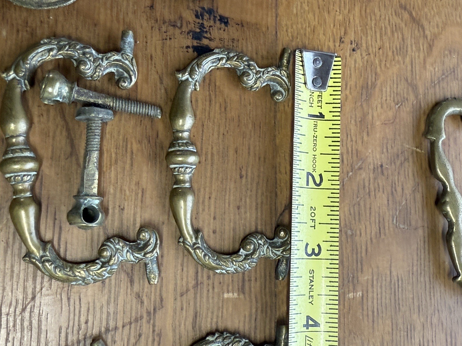 Antique Georgian bronze brass hardware chippendale period set 18th century