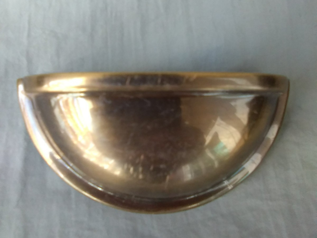 Vintage Heavy Solid Brass Bronze Drawer Hardware Cup/Bin Pull 3″ Center