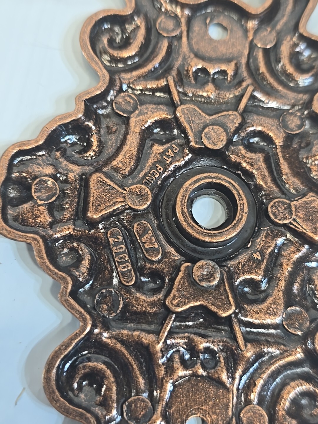 1970s Hyer Ornate Brass Cabinet Door Plate Large Hollywood Regency Vintage MCM