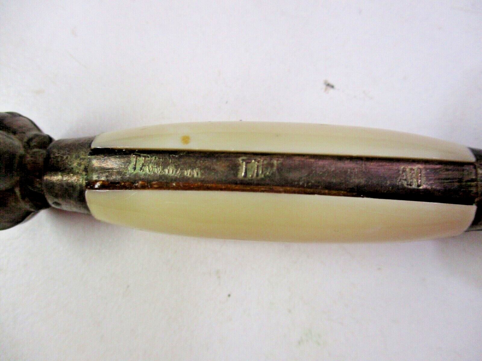 Drawer Pull Handle 1960s Dark Aged Brass Steeple Tips 3″ Centers Taiwan 1 Vtg