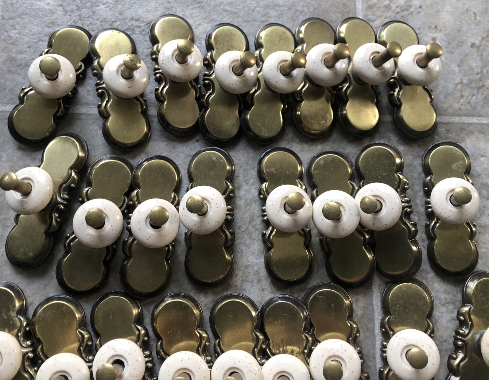 Amerock #741-1 Ceramic Brass Hardware Drawer Pull Handle 3” VTG Lot of 34