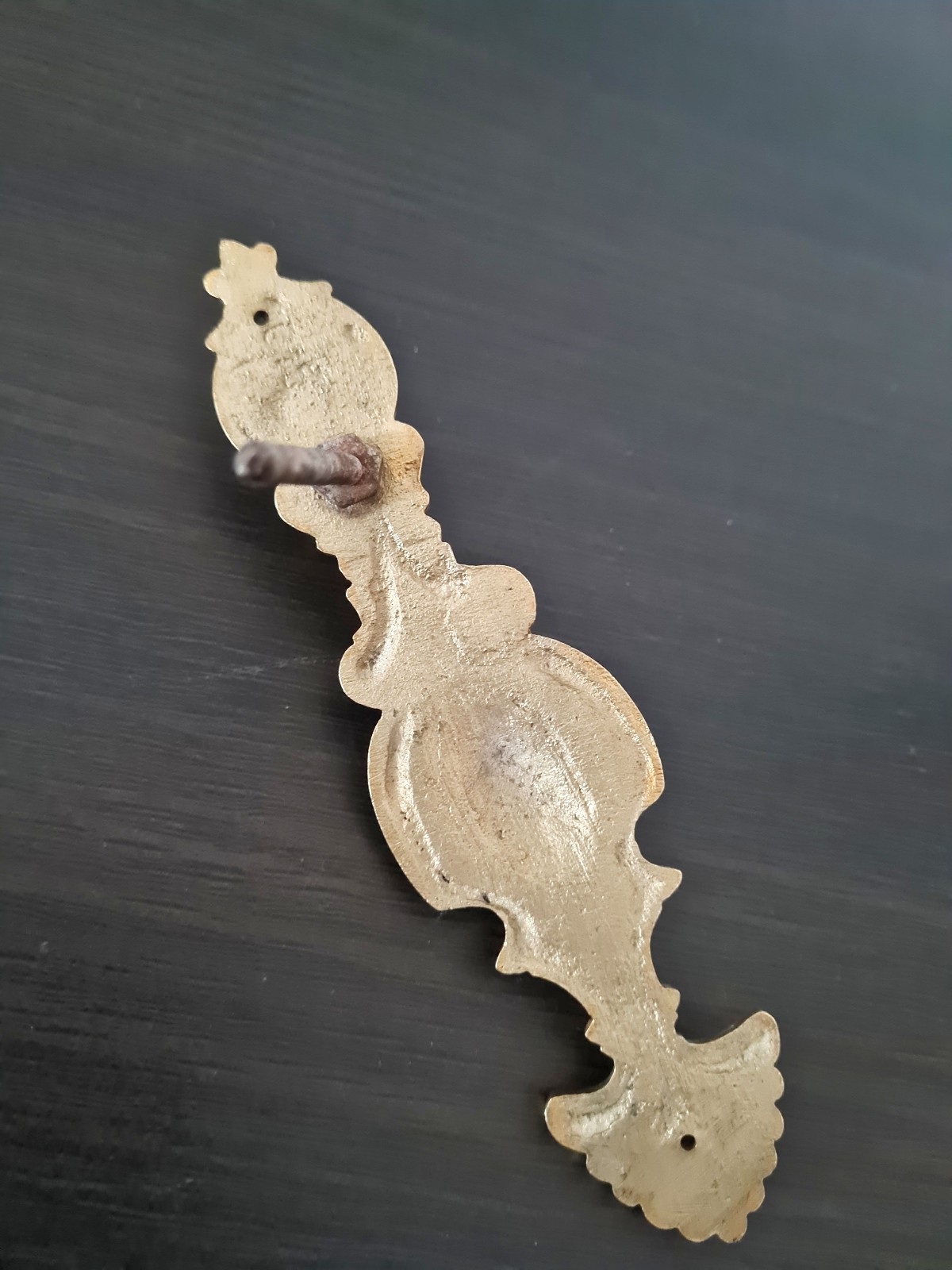 Antique Brass Drop Drawer Pull, Ornate Dresser Handle, Cabinet Wardrobe Hardware