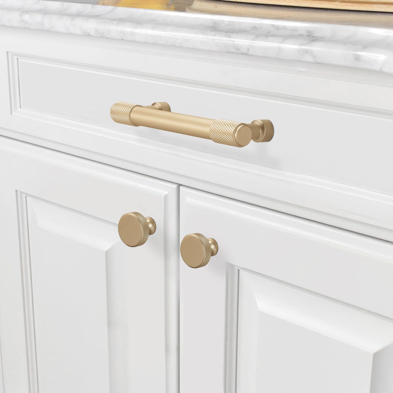 Bukobyhe 10 Pack 3-3/4 Inch96Mm Champagne Bronze Kitchen Cabinet Handles