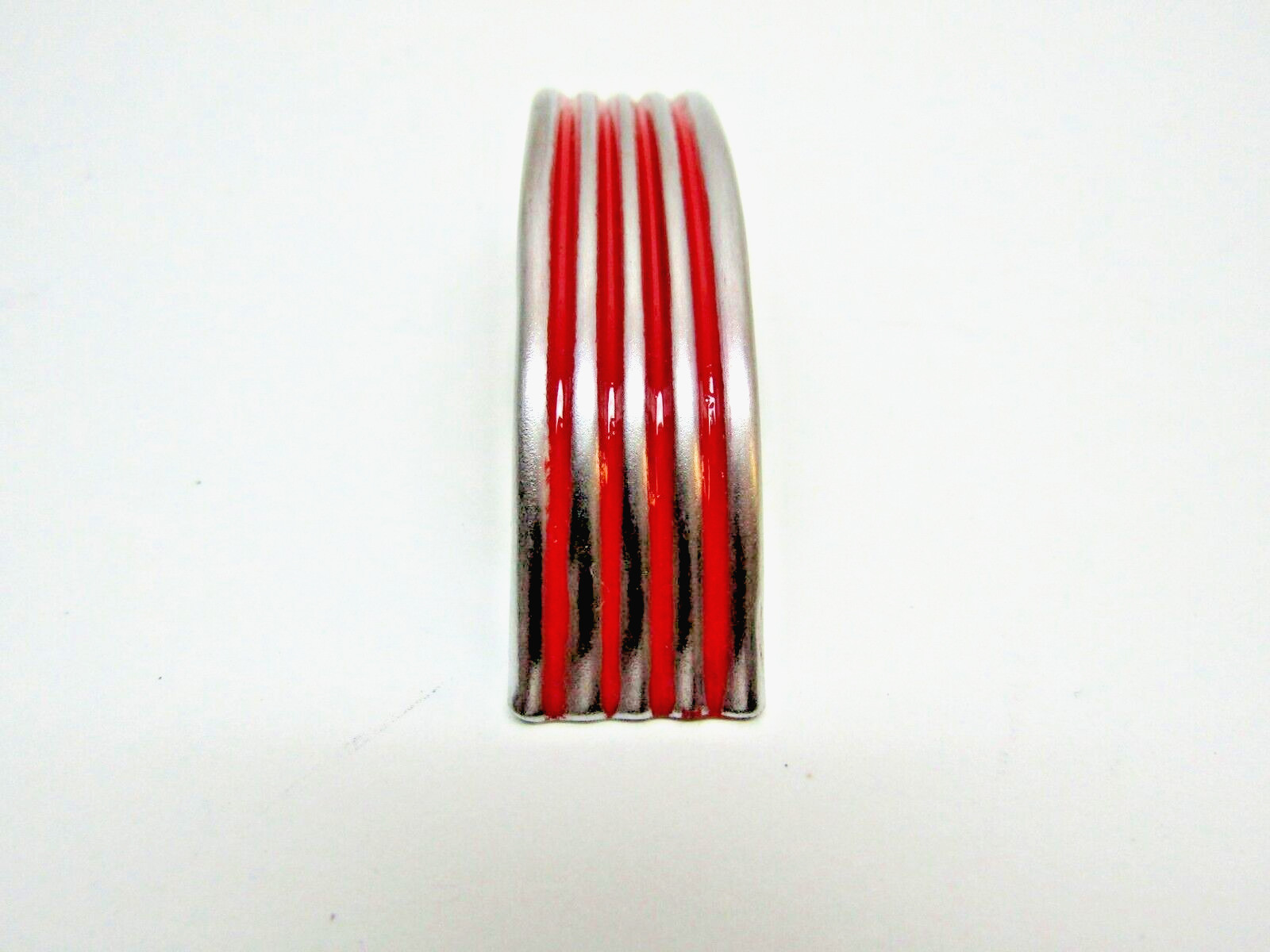 Vintage Chrome Drawer Pulls w Red Grooved Lines Cabinet Door Handles Amerock
