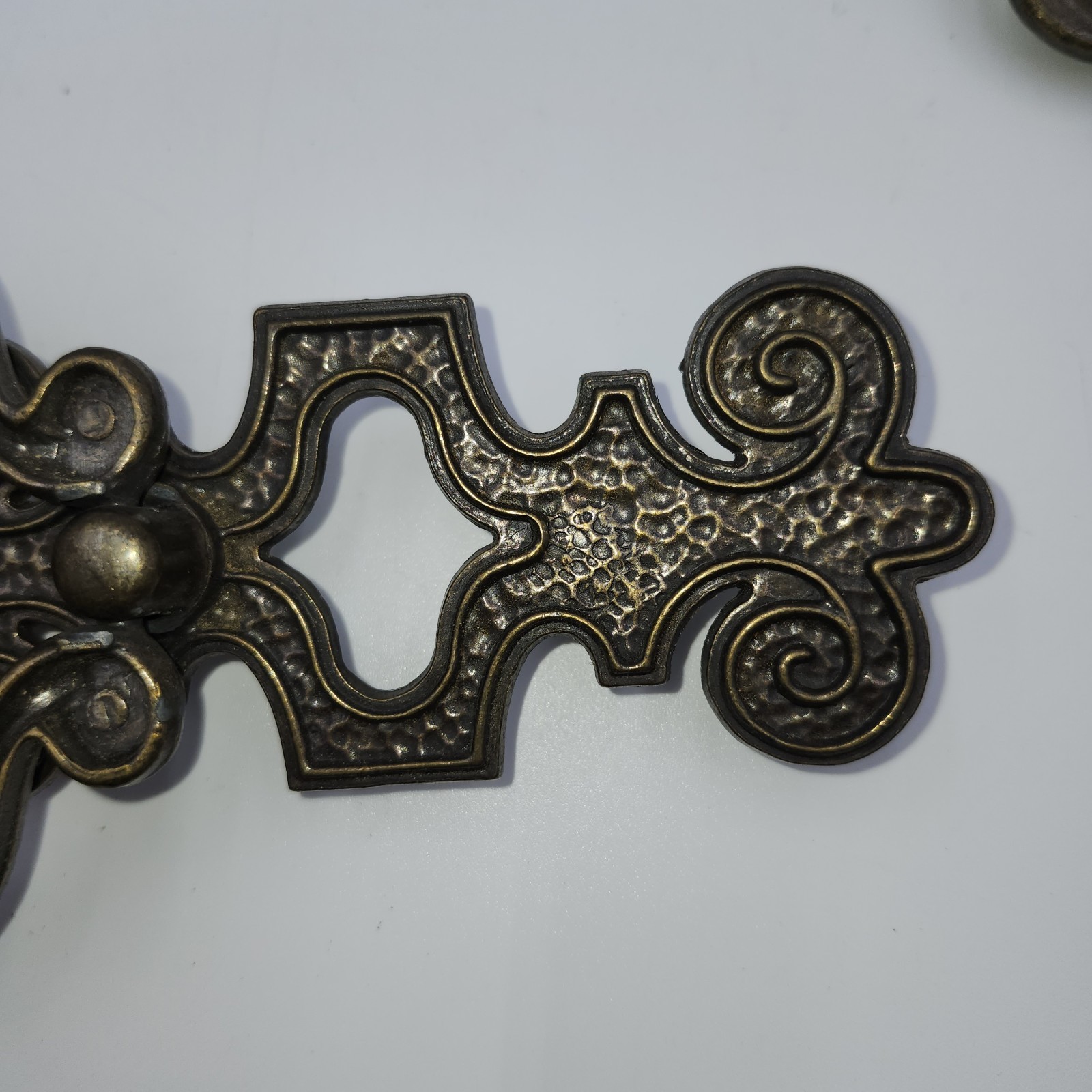 4 Brass Celtic Moorish Drawer Bail Cabinet Door Ring Pull Handle & Backplate
