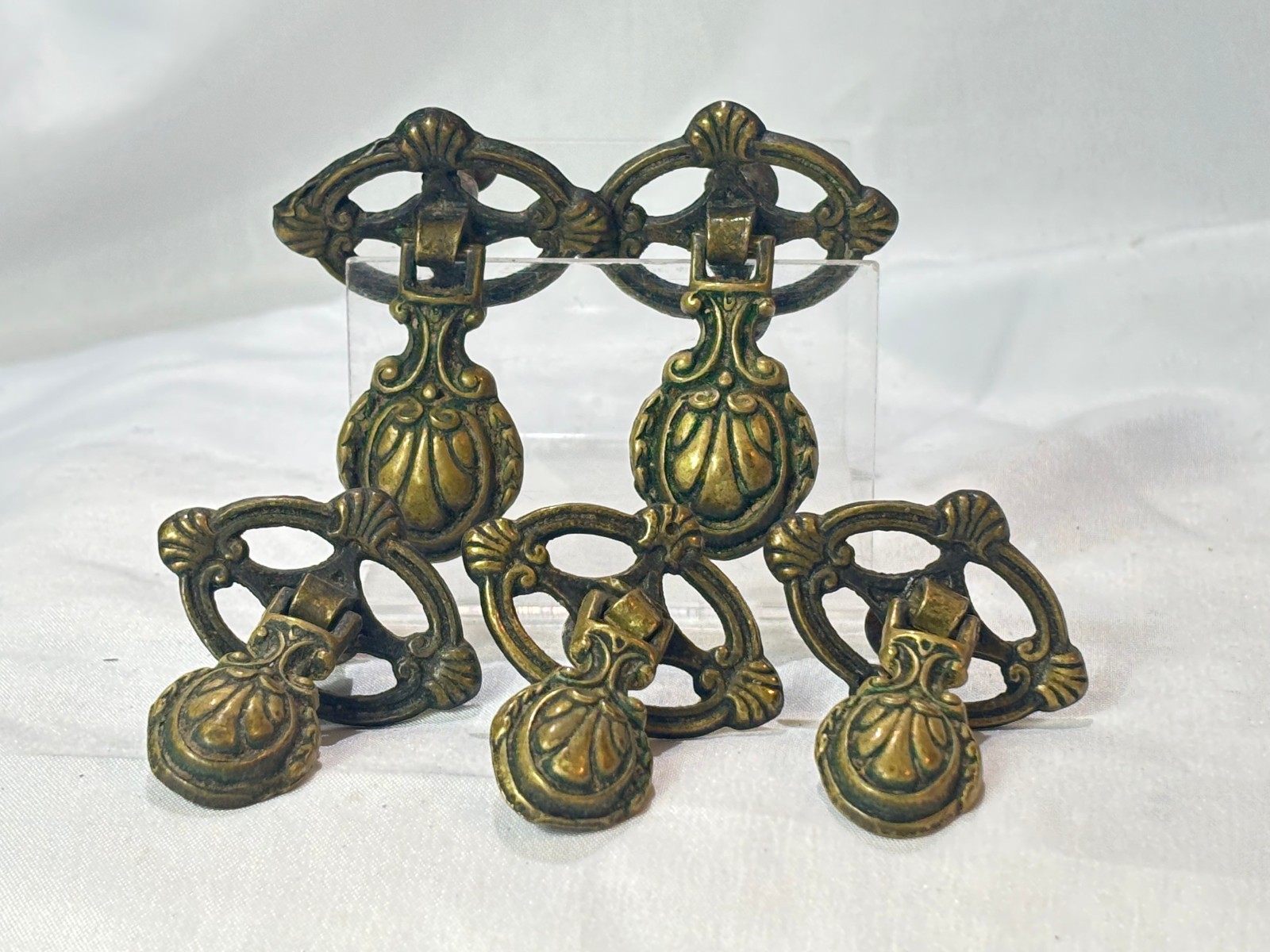 Antique Keeler Brass Co Brass Drawer Pulls/ Drop Handles KBC G205 Lot of 5