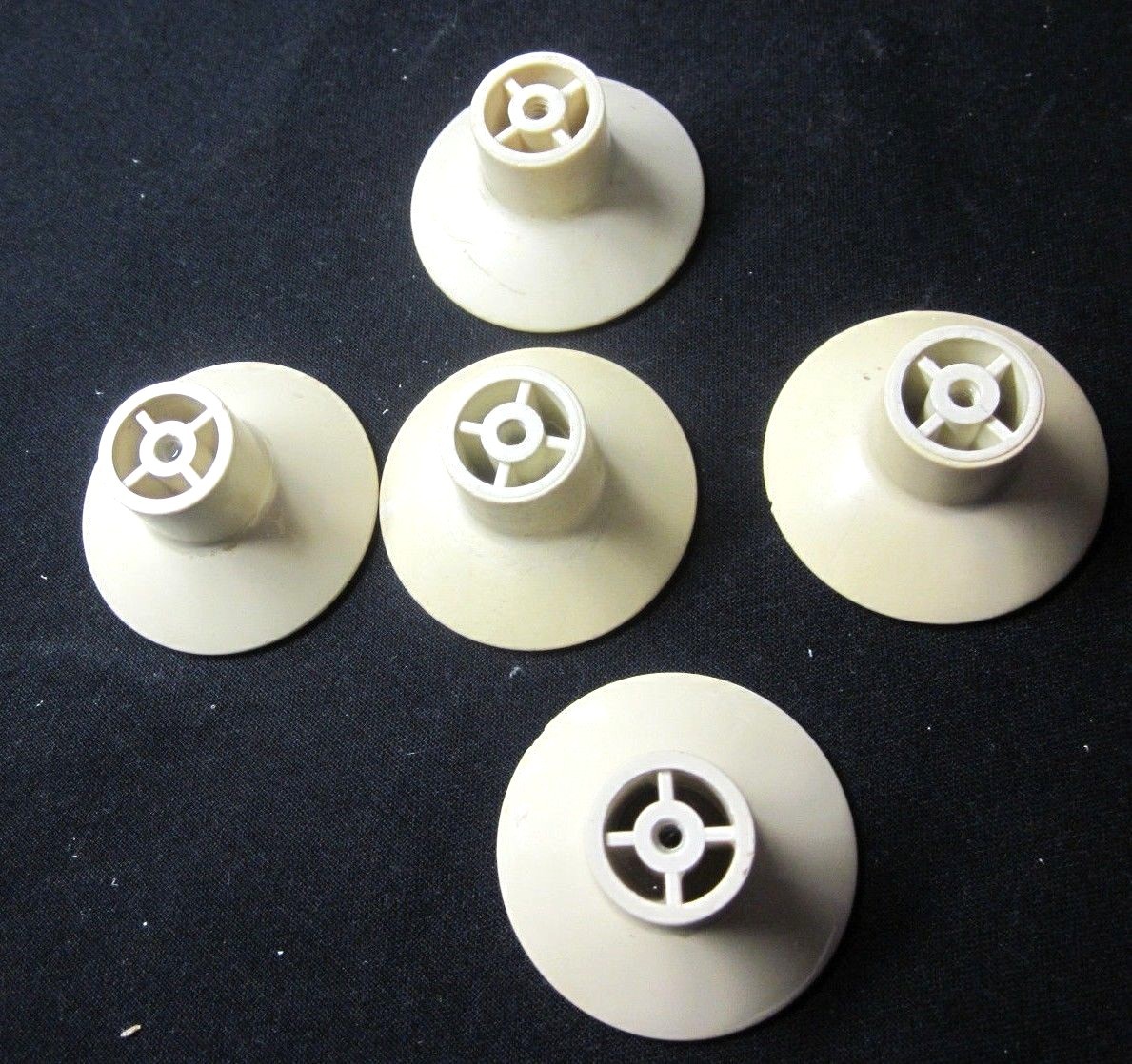 Beige Pebbled Concave Plastic 1940s Pull Knob Crackled Texture 1 Vtg MCM Retro