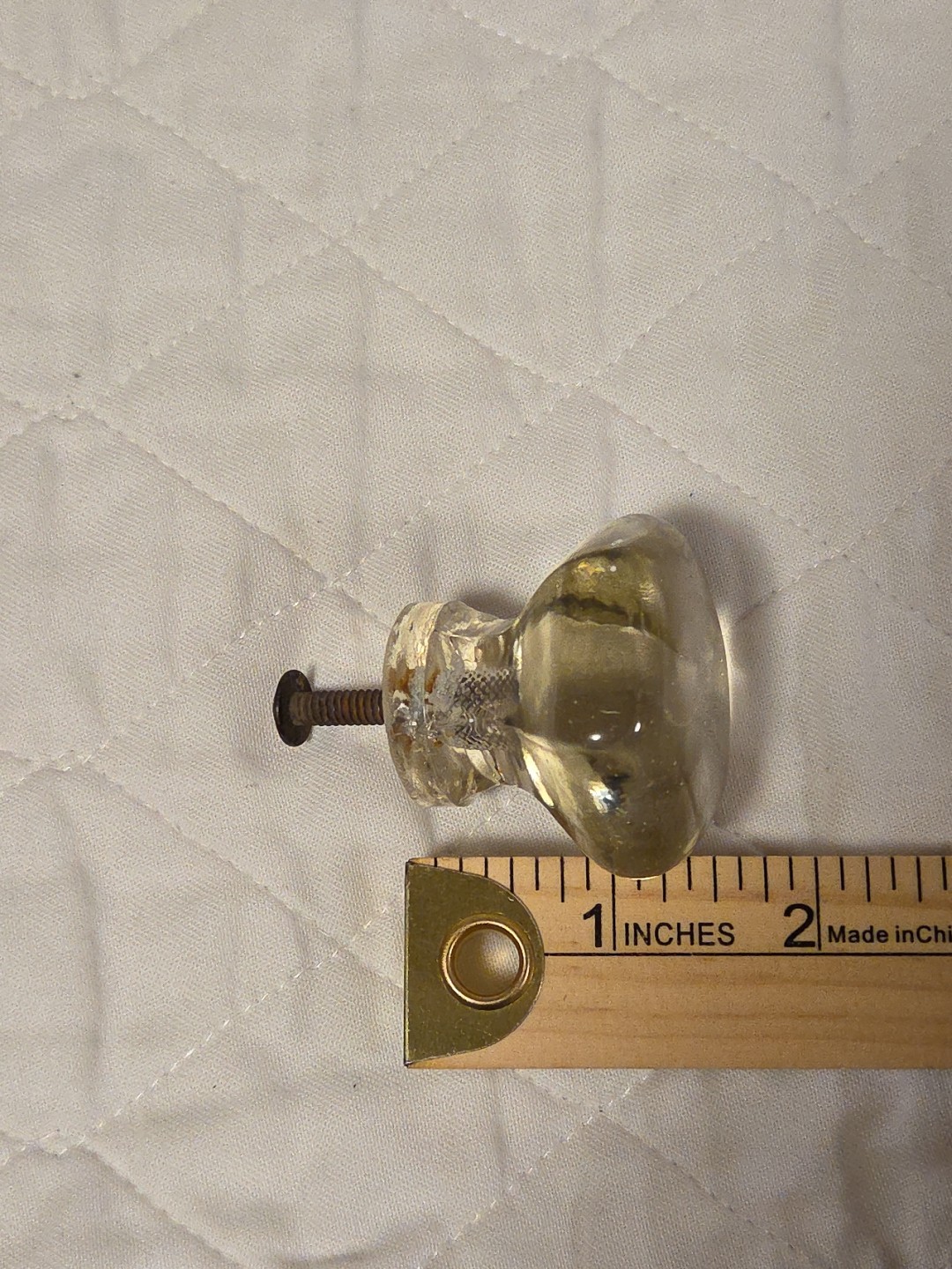 Vintage Antique 6 Sided Hexagon Clear Glass Drawer Pull Cabinet Knob