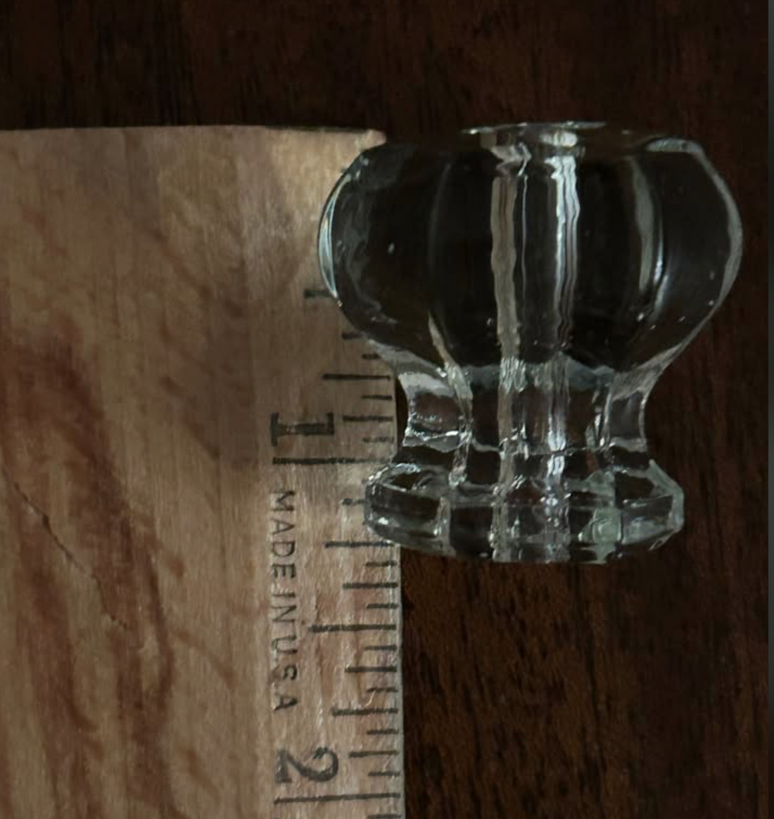 SET 3 + 1 1.125″L X 1.125W Antique Glass Drawer Pulls Knobs Hexagon 1920s