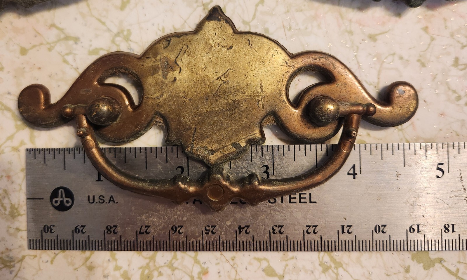 Vtg Brass Batwing Chippendale Drawer Pull Handle 2.5″ OC Dresser Restoration