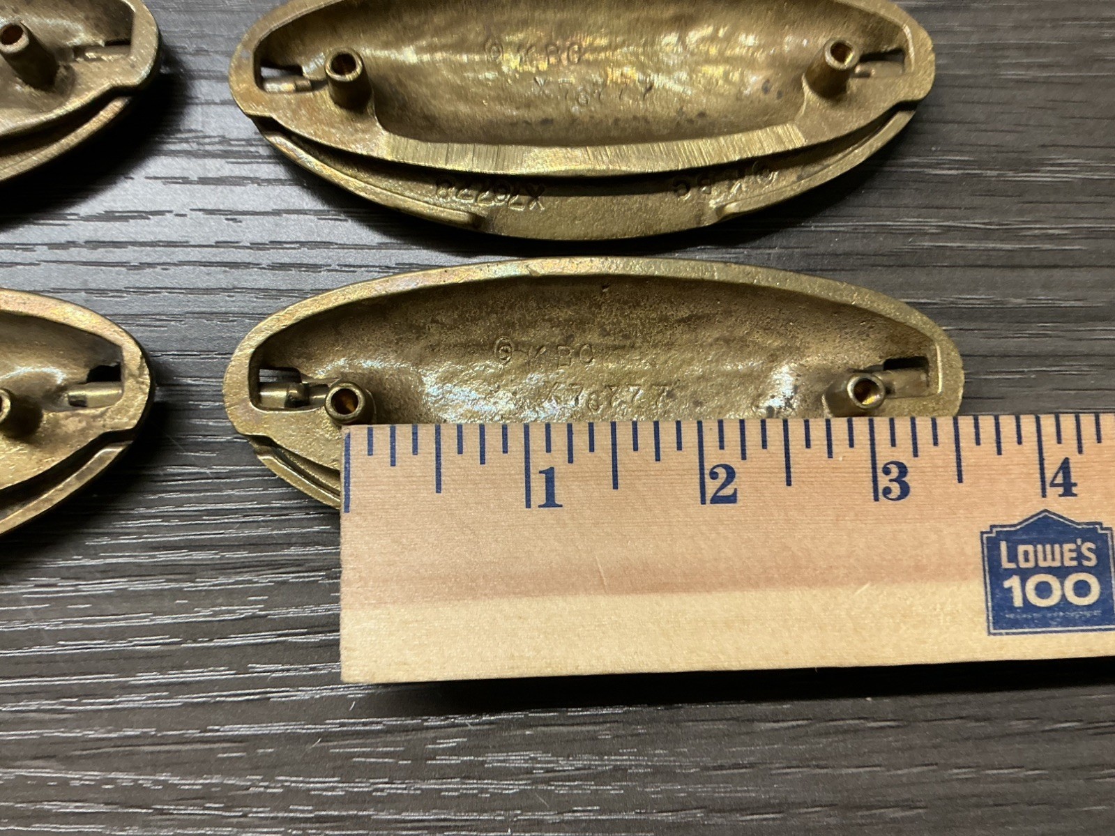 6 Vintage Keeler Brass Oval Campaign Style Solid Brass Cabinet Drawer Pull (37
