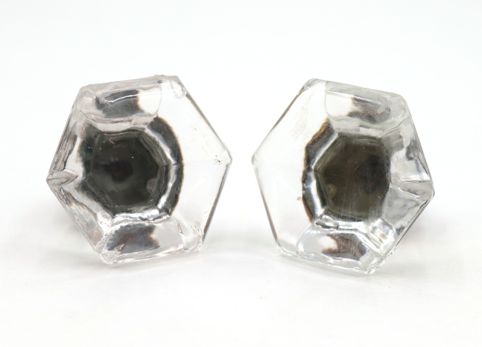 Pair of Vintage 1.5 in. Hexagon Glass Cabinet Knobs