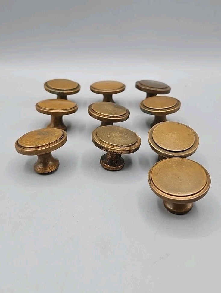 Vintage Art Deco Brass Drawer Pulls – Set of 10