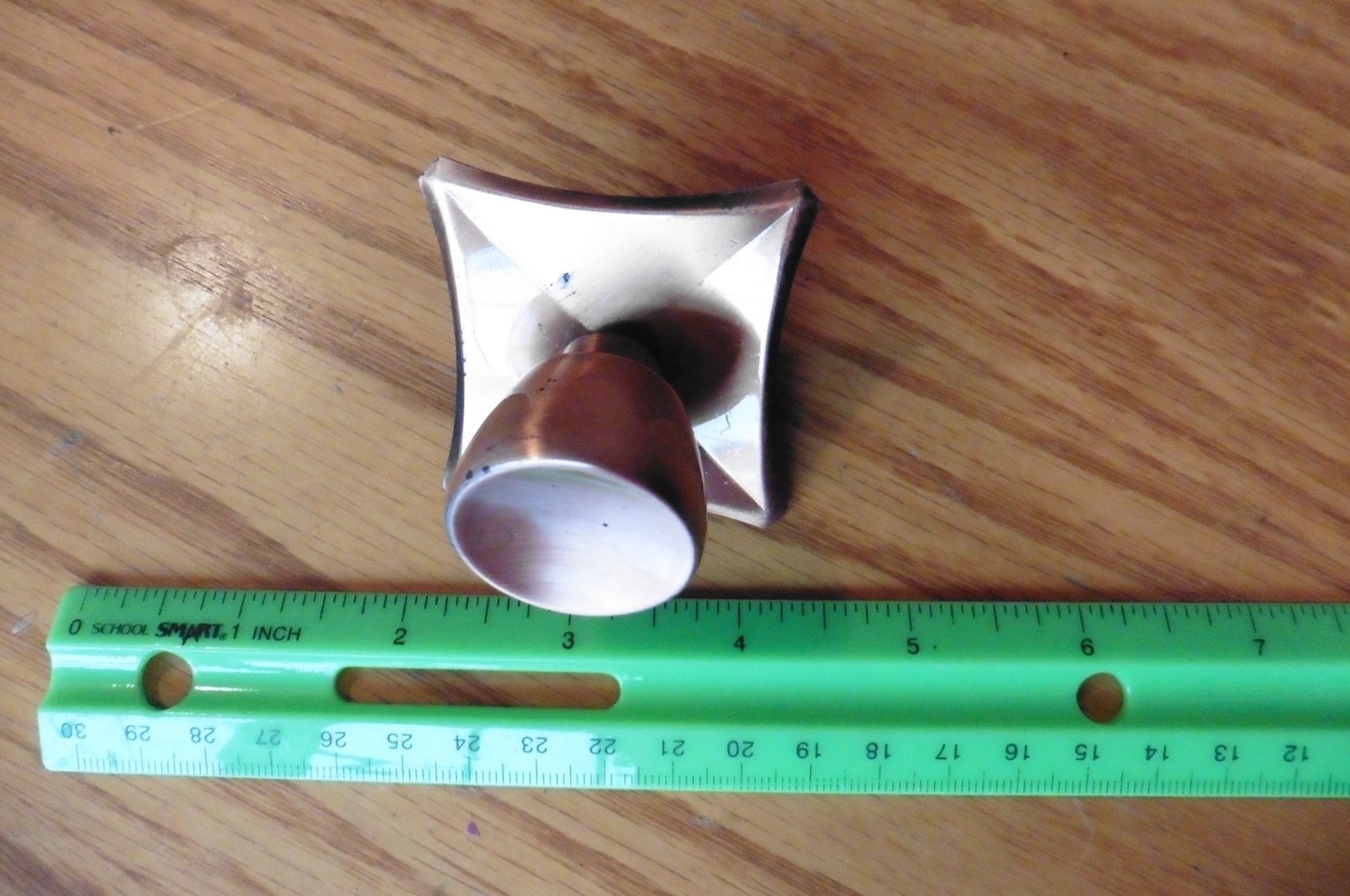 Vintage drawer knob Montgomery Ward Polished copper plate back plate Retro pull