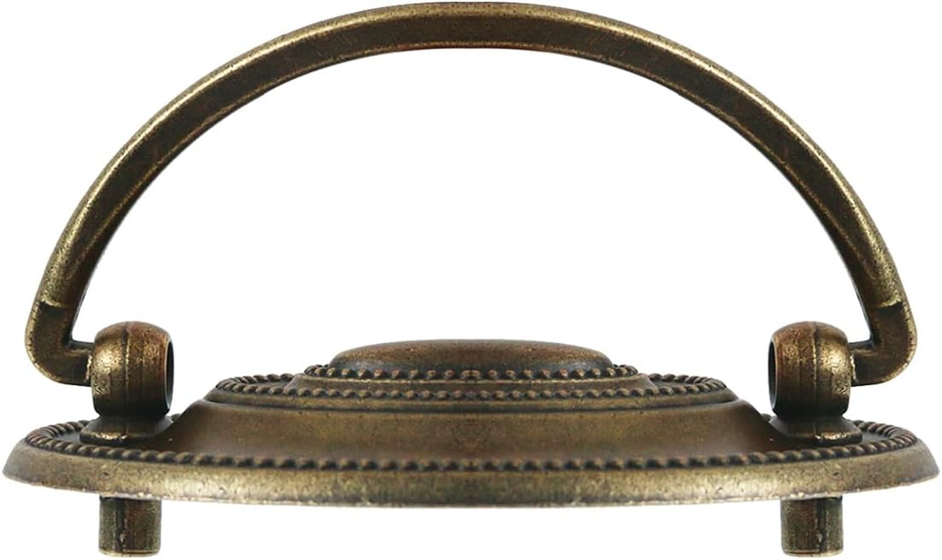 4 Pcs Furniture Dresser Pull, Antique Brass Bail Drawer Pull Oval Drop