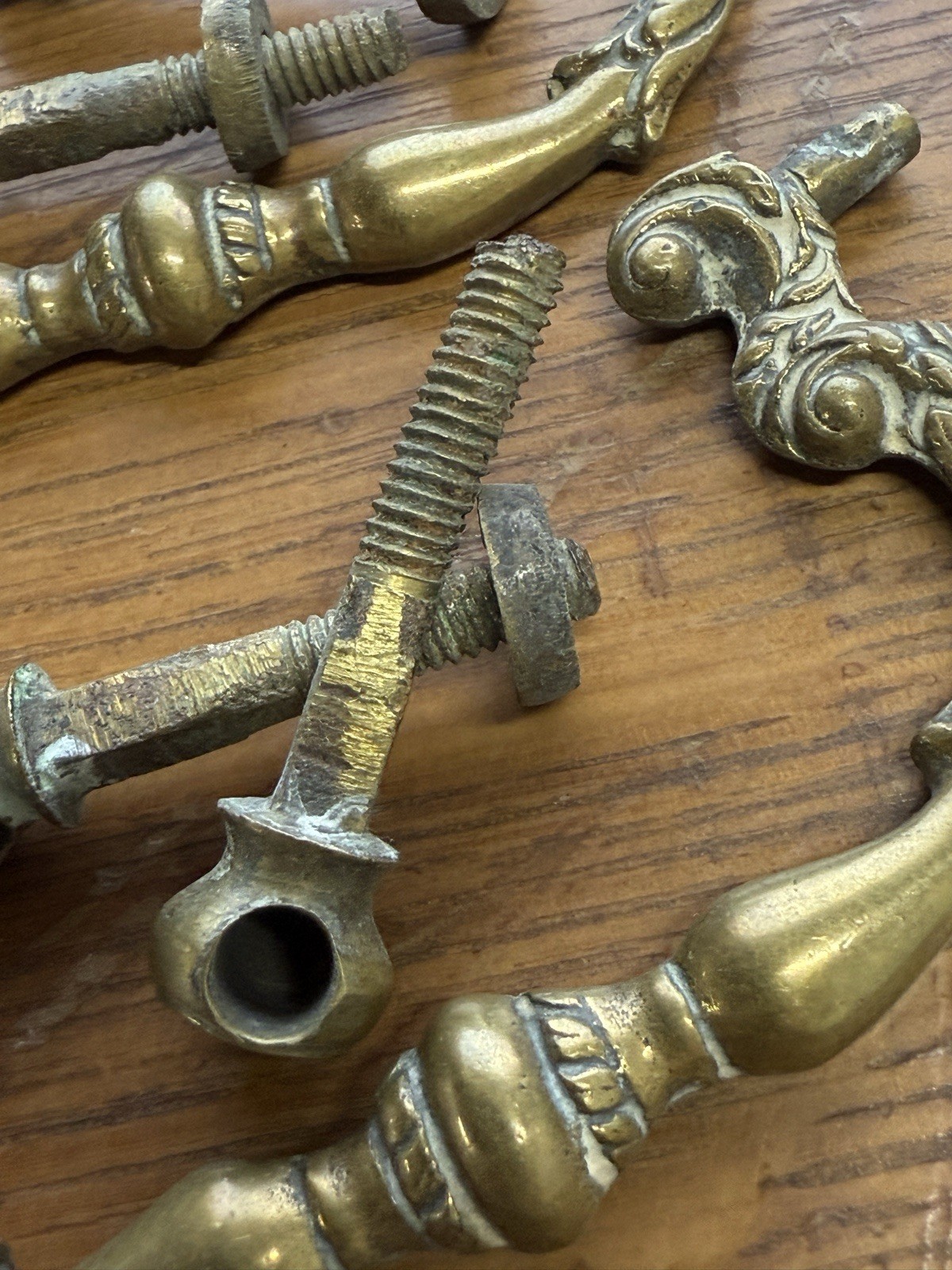 Antique Georgian bronze brass hardware chippendale period set 18th century