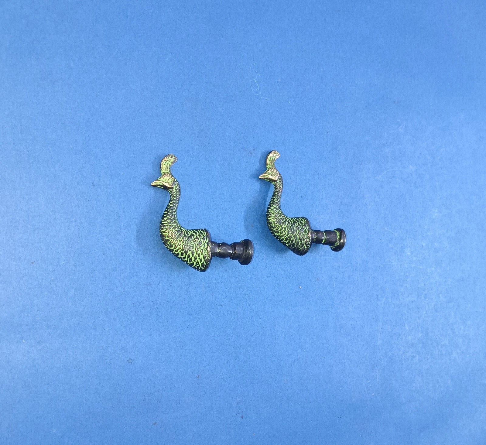 Majestic Peafowl Shape Window Knob Pair Brass Macaw Bird Head Drawer Pull GTX
