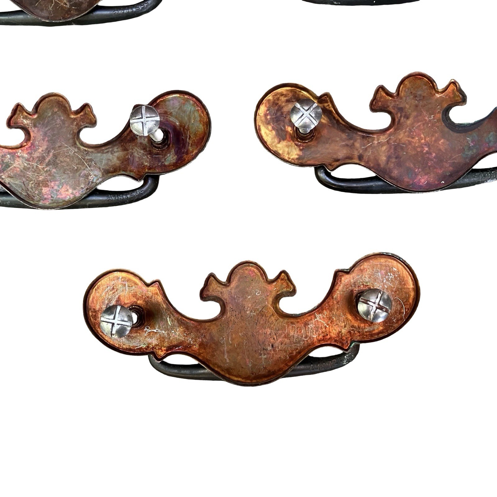 VTG Chippendale Bail Drop Drawer Pulls Batwing Brass-Metal Reclaimed Lot Of 5