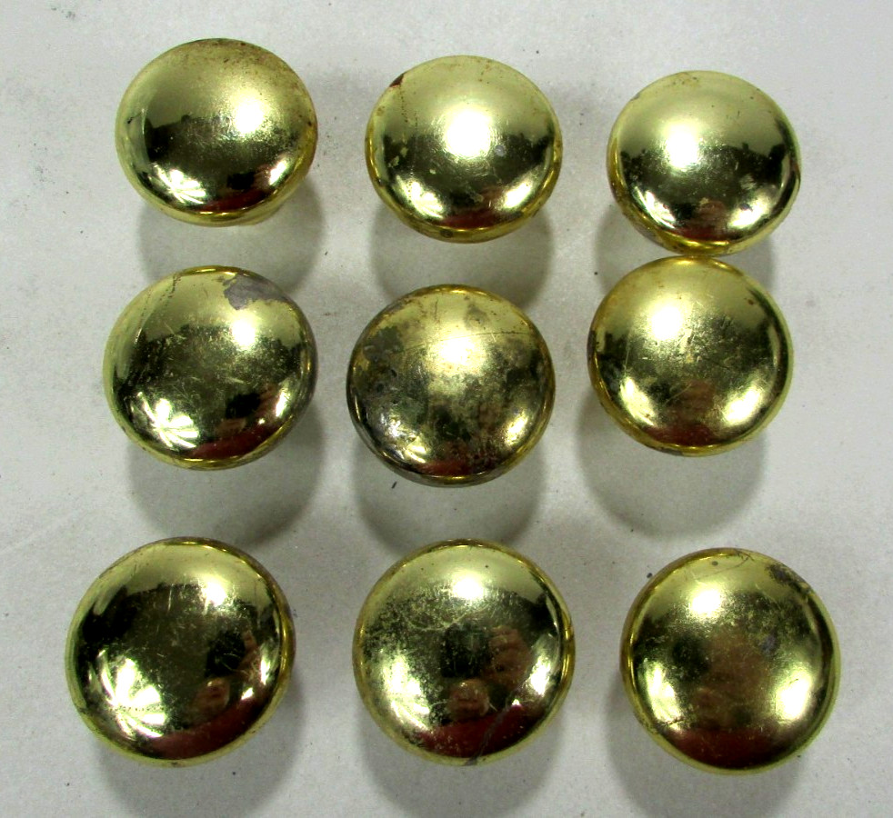 Vtg Gold-Tone Mushroom Style 1″ Round Cabinet Drawer Pulls Knobs Set of 6