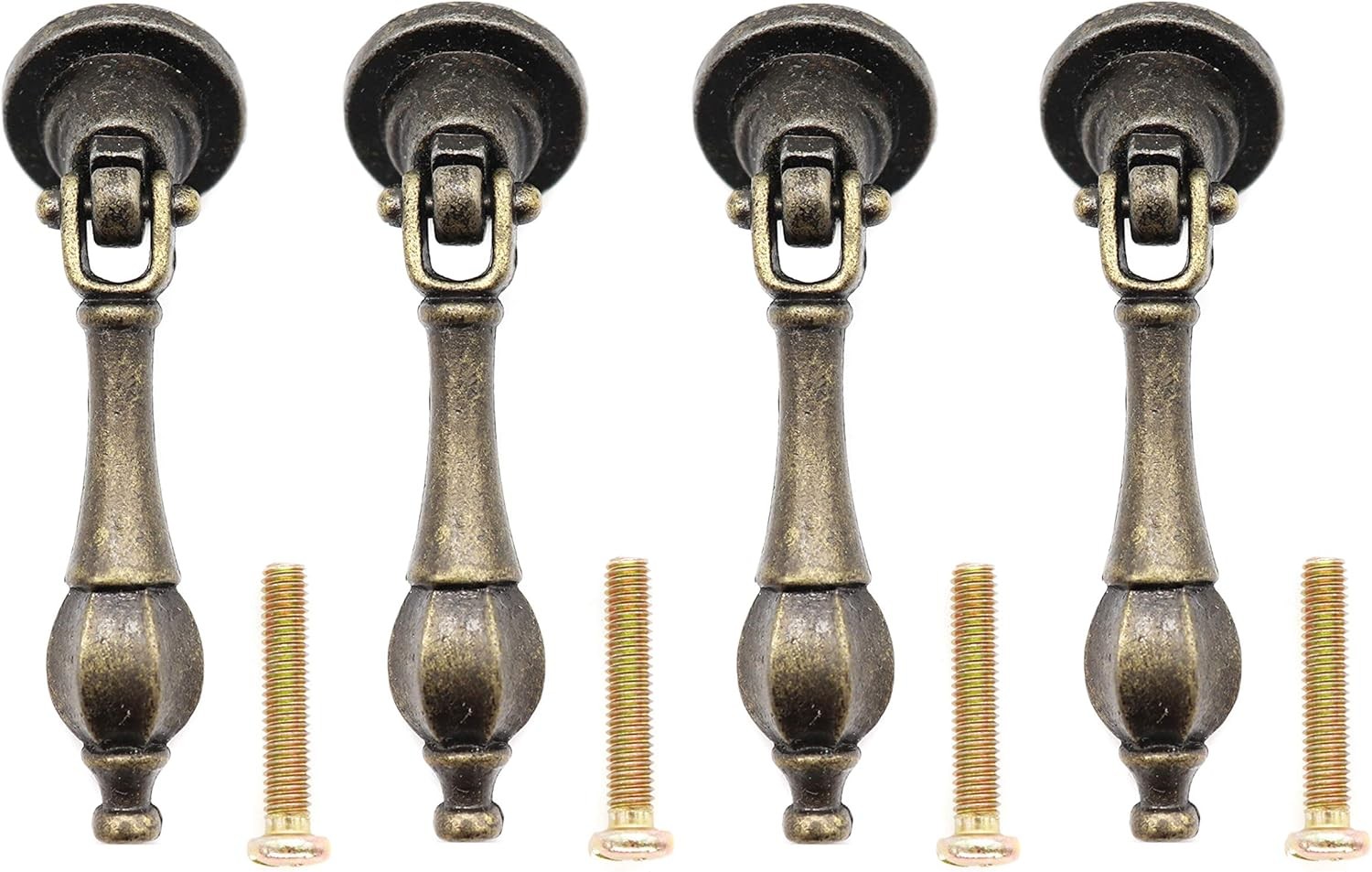 10-Pack Antique Vintage Tear Drop Pulls with Pendant for Dresser Drawer Cabniet