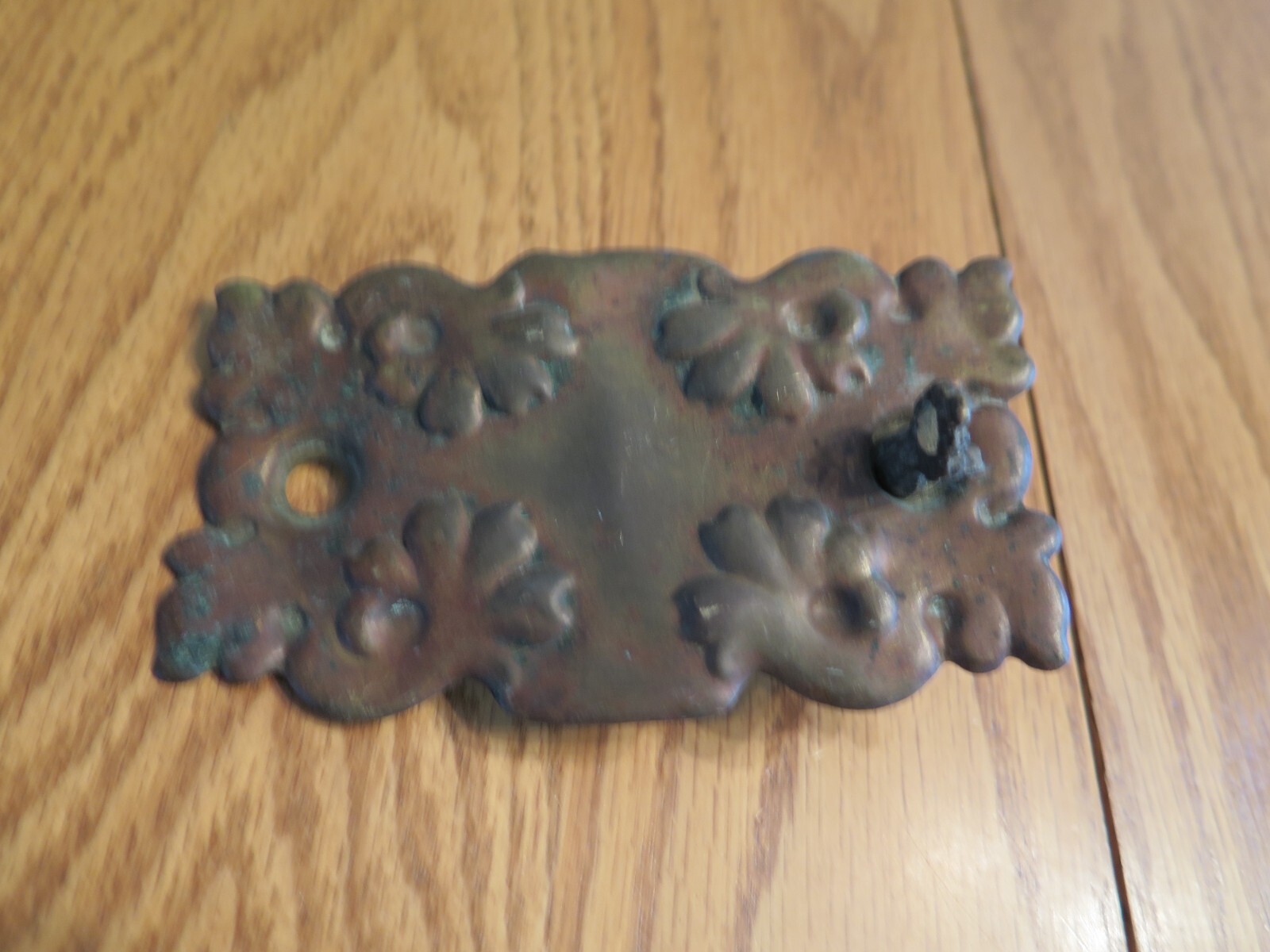 3 Vintage Brass? Dresser Cabinet Drawer Back Plate? Hardware Lightweight Salvage