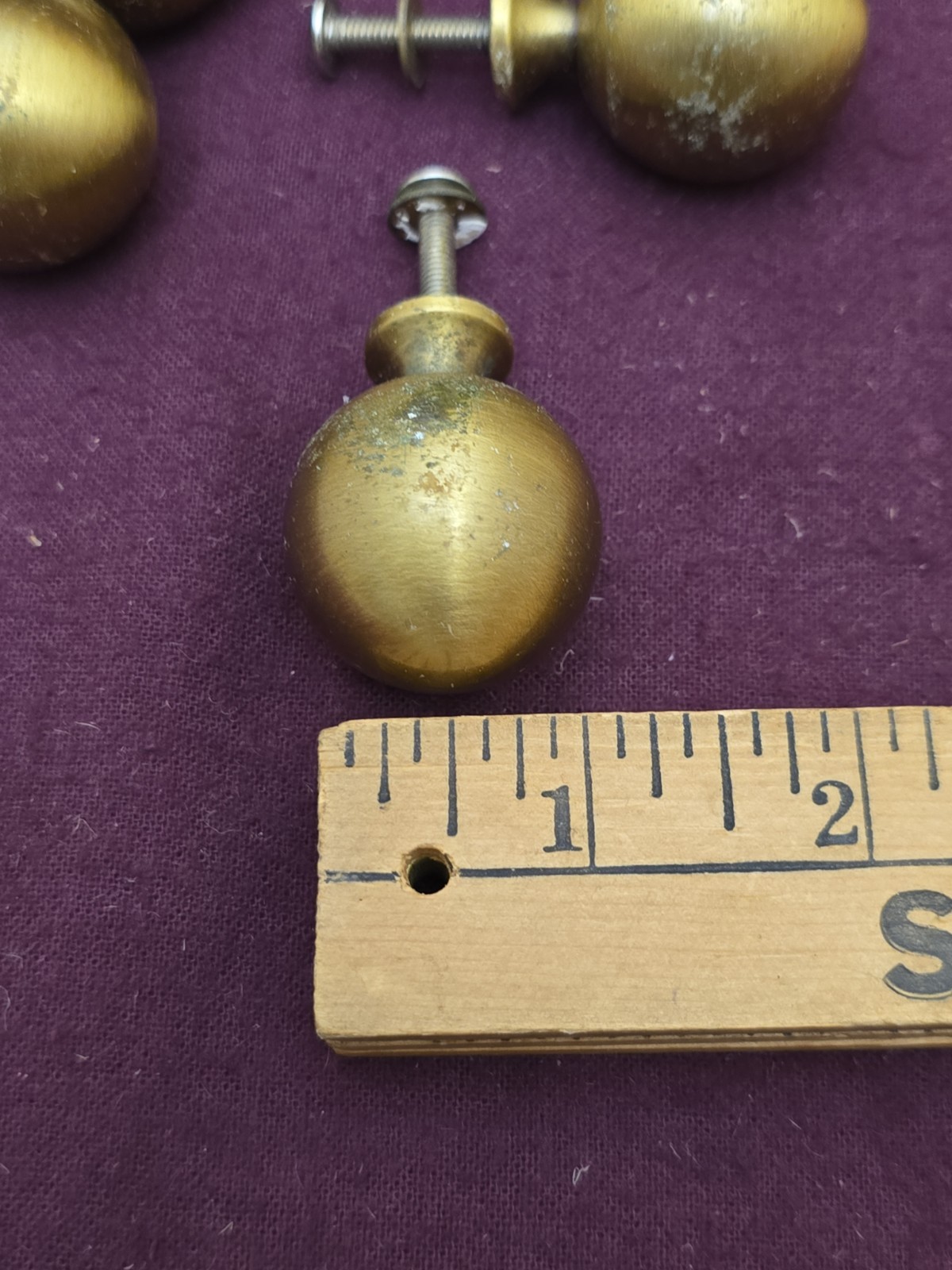 10 Solid Brass Drawer Pulls Round Cannon Ball Style Lot#1