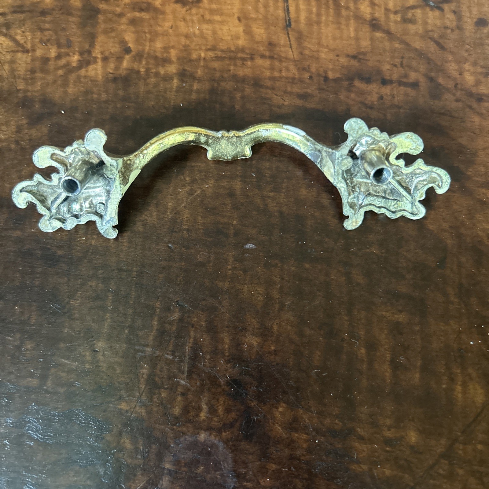 6 Vintage NOS Ajax Drawer Pulls Handles Scroll White Gold Ornate Hardware 990