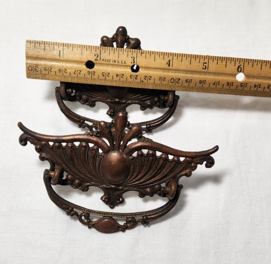 Antique Handles Drop Bail Pulls Drawer Furniture Vtg Cupboard Hardware Pair