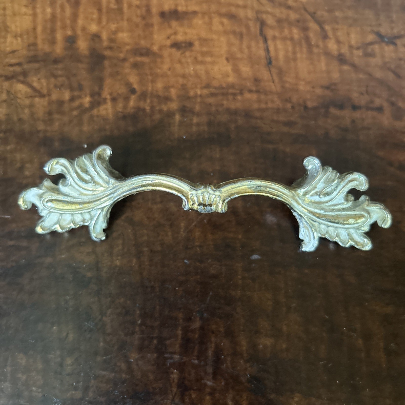 6 Vintage NOS Ajax Drawer Pulls Handles Scroll White Gold Ornate Hardware 990