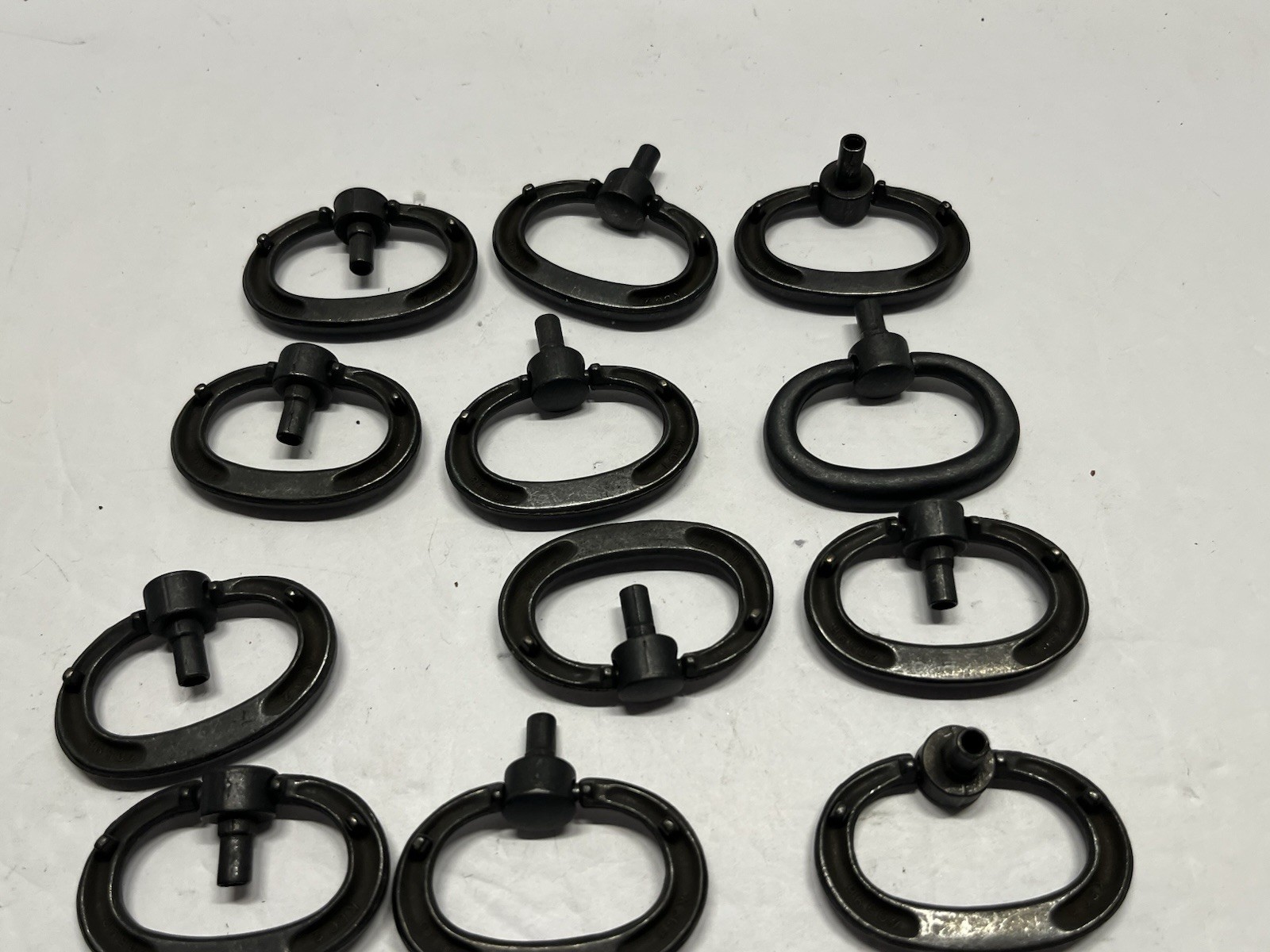 Vintage Lot(12) NOS KBC Black Powder Coated Rd.Drop Ring Drawer Pulls