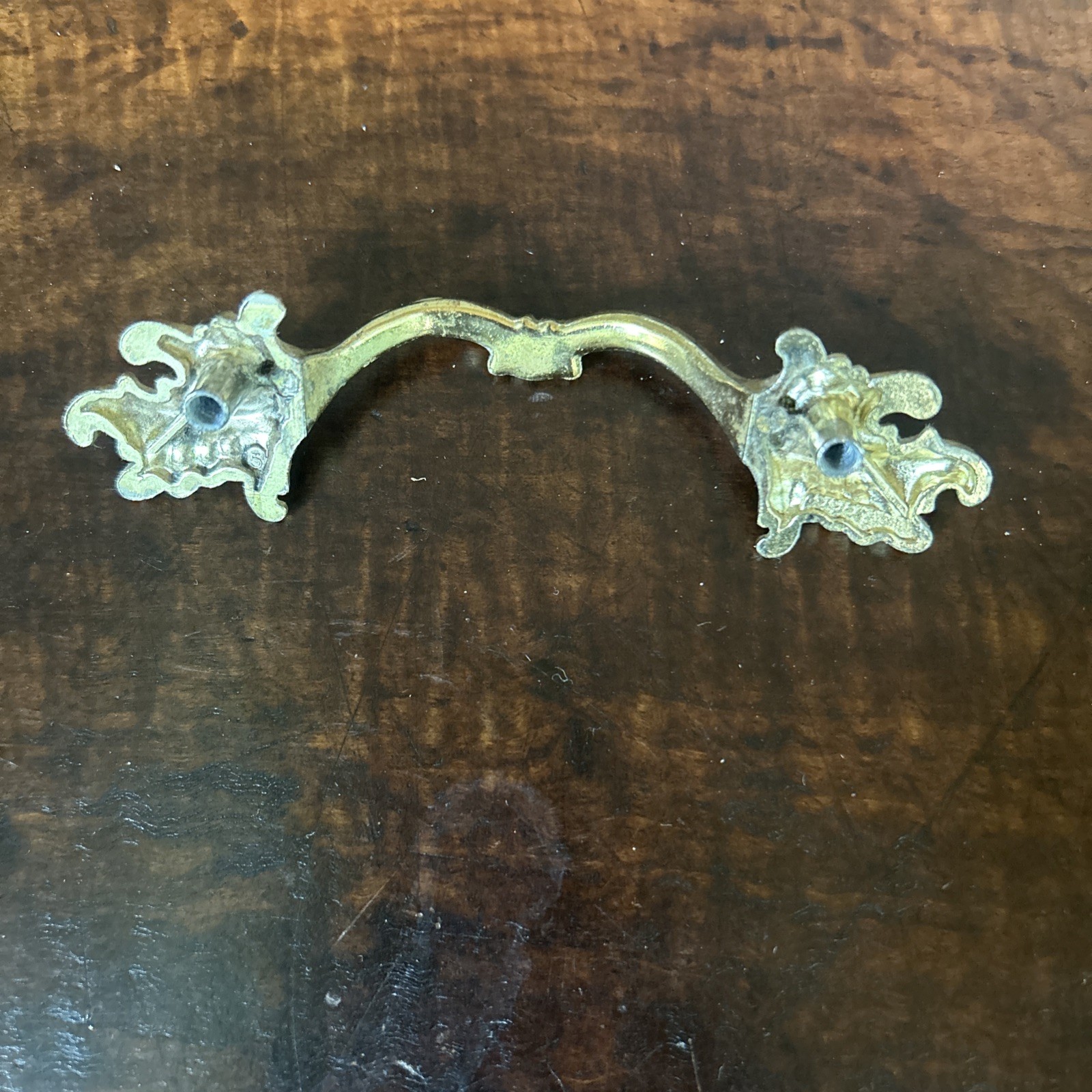 6 Vintage NOS Ajax Drawer Pulls Handles Scroll White Gold Ornate Hardware 990