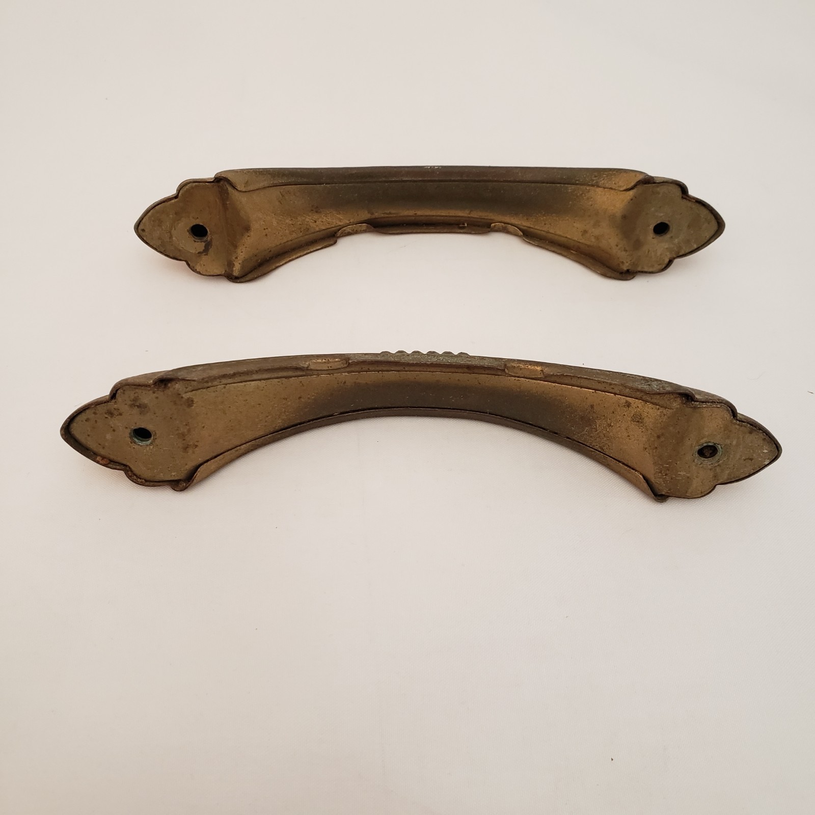 VTG Art Deco Waterfall Furniture Hardware Brass Pulls Handles Set Of 2