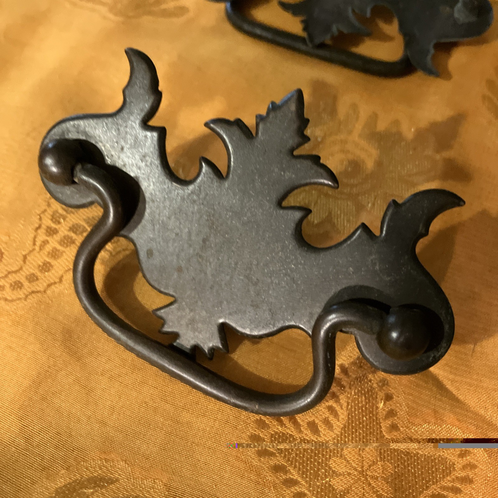 Set of 6 Vintage Metal Drawer Pulls Batwing USA Chippendale Style With Screws