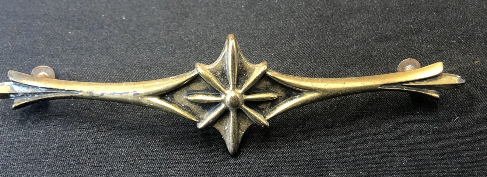 5 Vintage ATOMIC STARBURST MID CENTURY BRASS HANDLES DRAWER PULLS WITH SCREWS
