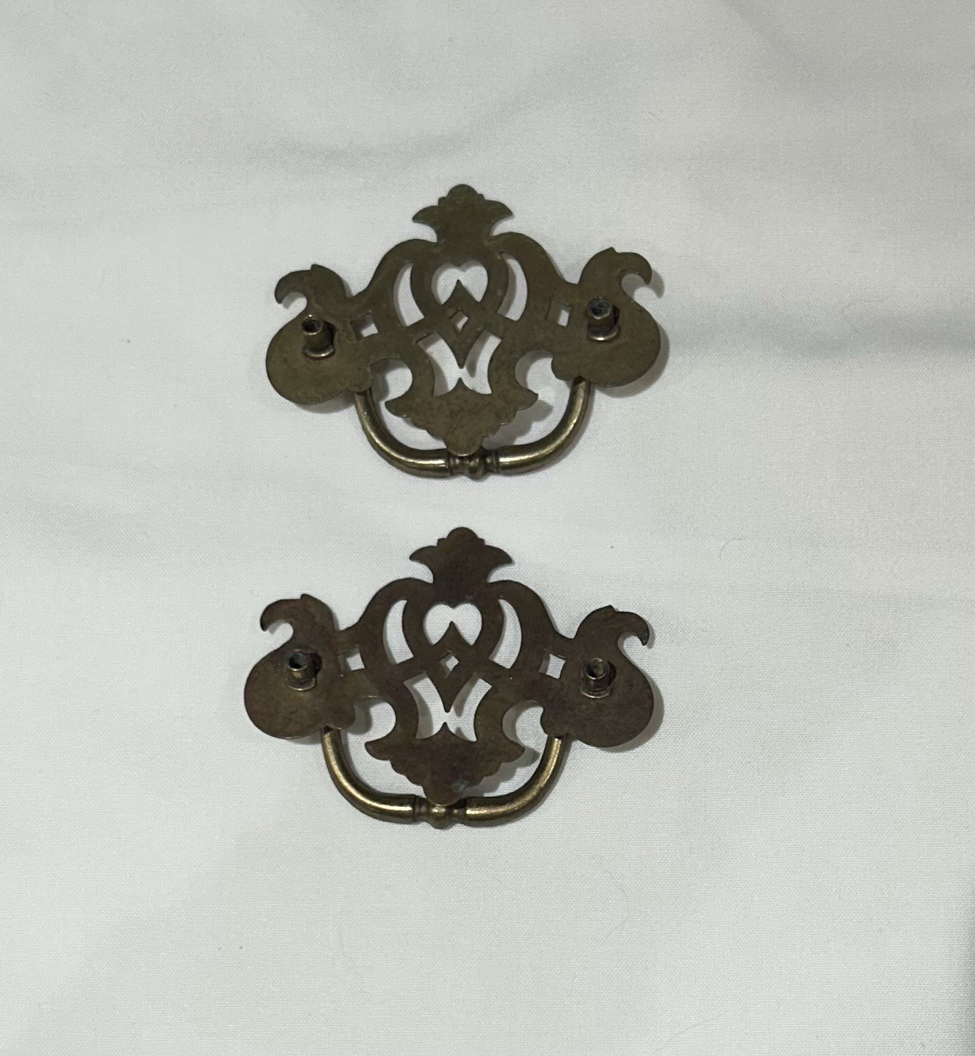 Brass Drawer Pulls Chippendale Vintage 2.5” Hole To Hole – Pair (2)
