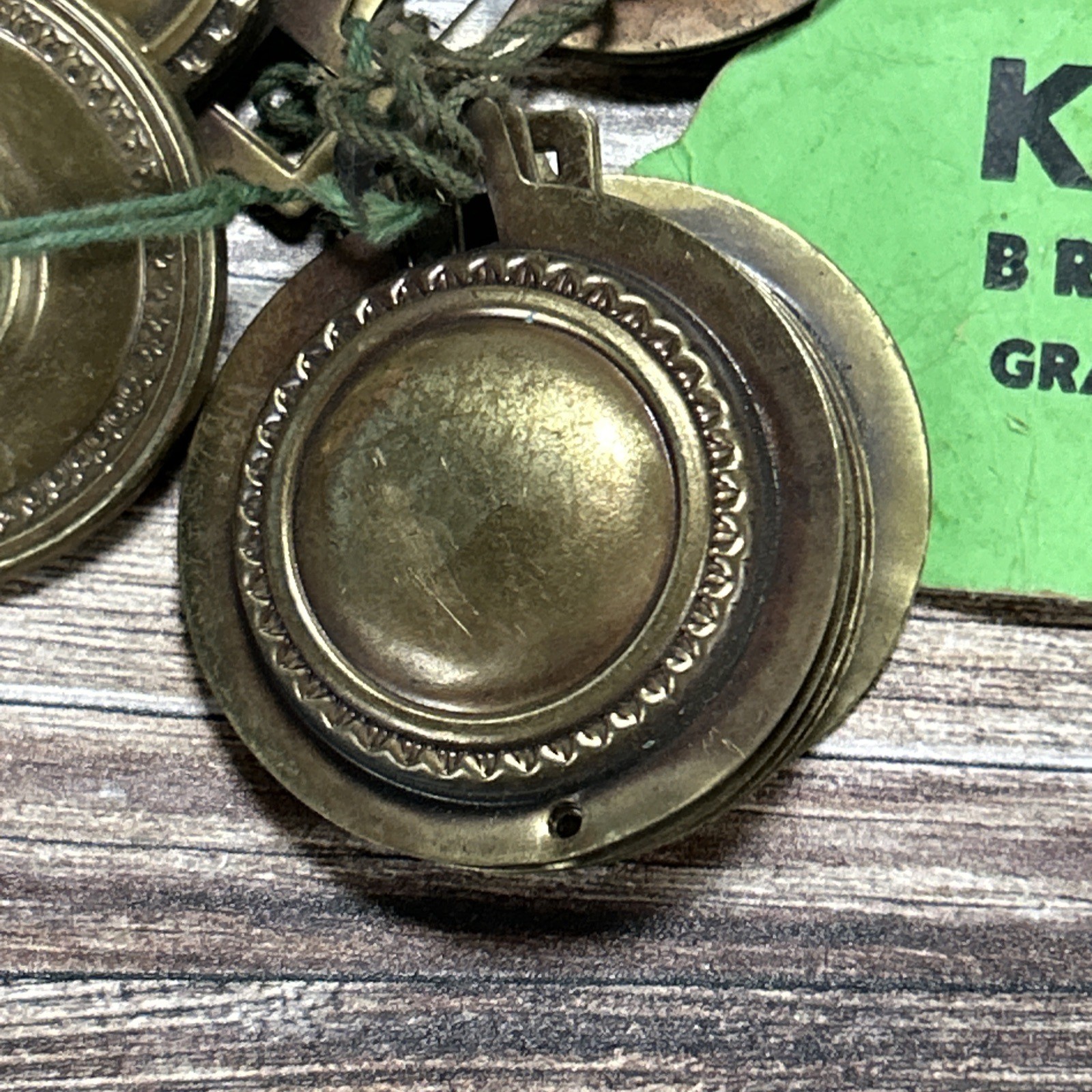 Vintage Brass Rope Edge Hepplewhite Drawer Pull Rosette Lot Keller Brass Co 1950