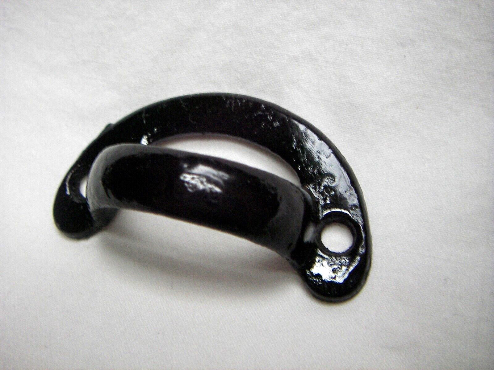 Vintage Cast Iron 2″ W Gloss Black Finger Drawer Pull