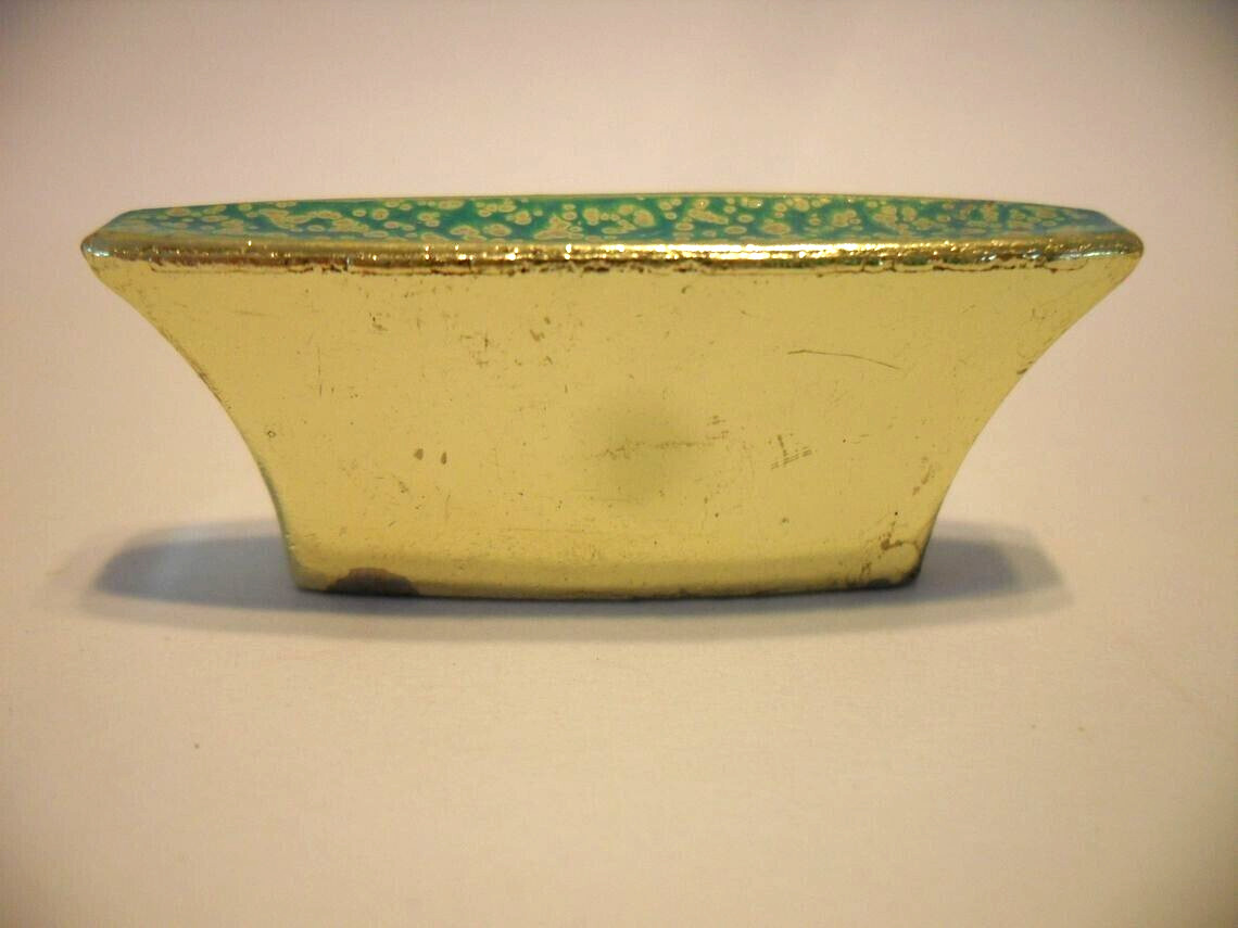 Vintage Nos Brass & Turquoise Drawer Knob Wedge Shaped Cabinet Pull Medalist